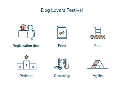 Dog Lovers Festival blue dog icon orange