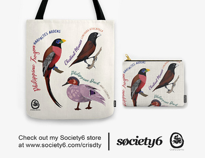 Bird Series 1 animals birds design drawing graphic design illustration philippine birds pouch tote bags wildlife