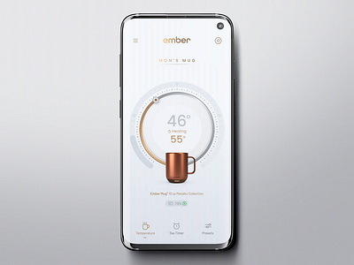 Ember Temperature Control Mug aftereffects design ember figma interface minimal minimalism mobile motion motiondesign motiongraphics mug productdesign smartmug thermostat ui uidesign userinterface userinterfacedesign ux