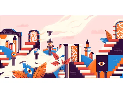 Dreaming digital art digital painting dream eye graphic design hypnotic illustration illutr landscape strair surreal