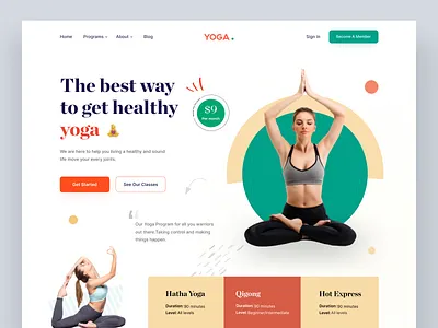 A-Landing page concept for Yoga class community design exercises fitness club gym header landing page meditation mental health sport ui design ux design web design website workout yoga yoga virtual