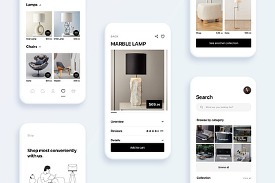 Furniture Store app design minimal mobile ui ui web design