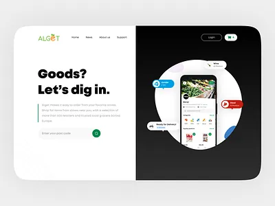 Alget Website 🍑 card fmcg grocery landing online shop shopping store user interface website