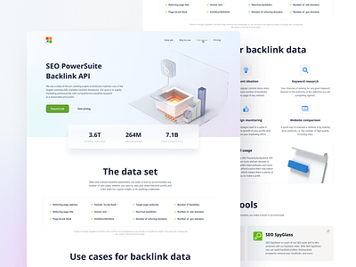 Landing page for SEO PowerSuite Backlink API 3d blender design figma illustration ui web webpage website