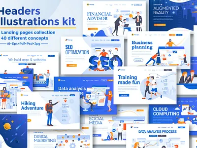 BIG Collection of Landing page templates business clean collection cv template data designdocument development element icon infographic internet isometric kit landing layout mobile modern tools vector visualization