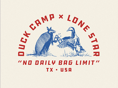 Duck Camp x Lone Star armadillo austin beer cheers duck hunting illustration texas toast typography