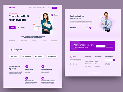 Up-skill learning landing page branding dailyui design elearning inspiration landing page sample template ui uiux upskill ux web webdesign