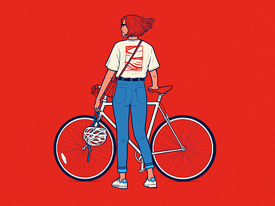 Free and riding. 🚴 bicycling bluejeans character denim drawing goodvibes graphictee illustration people procreate riding summervibes woman women