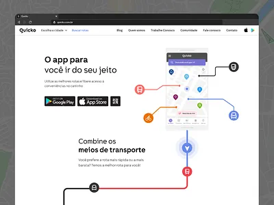 Web Experience for Quicko app bike branding bus design icon illustration logo map metro mobile mobility pins responsive train ui umbrella ux web