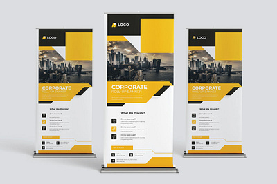 Roll Up Banner design template advertising banner banner design business corporate corporate roll up design download graphic design print design professional promotion roll up roll up banner yellow