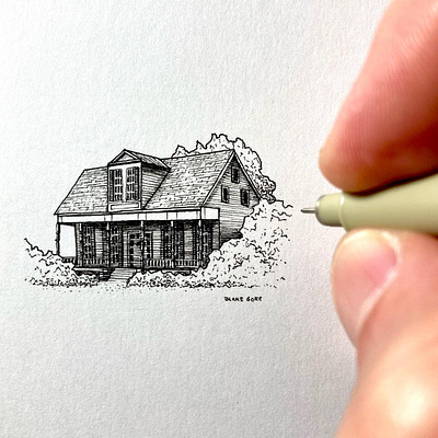 Country Home architectural architecture art black pen crosshatching design drawing hatching illustration linework micro microart miniature pen pen and ink pen art pen sketch pigma micron sketchbook tiny