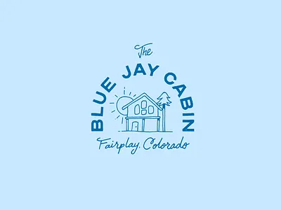 The Blue Jay Cabin airbnb logo brand identity cabin logo hand drawn logo logo design mountain logo