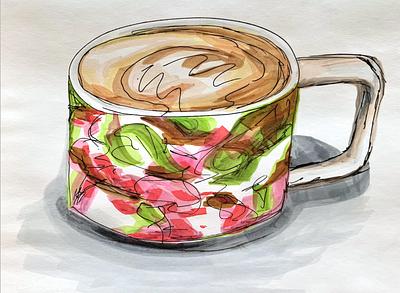 Daily Cup alcoholink artwork coffee drawing illustration ink inkdrawing markerdarwing markerdrawing