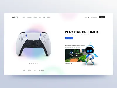 PS5 web UI astro gamers gaming console ps5 sony playstation ui ux web page