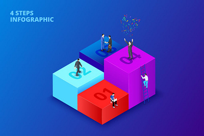 Dark Isometric Cubes With People 3d animation 3d art 3d character 3d illustration animation app banner concept design illustration landing landing page landing pages page pages ui ux web design web development website