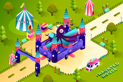 Haunted House - Isometric Illustration 3d 3d animation 3d art 3d character 3d illustration app concept design graphic graphics illustration isometric isometric concept isometric design landing landing page landing pages logo page pages