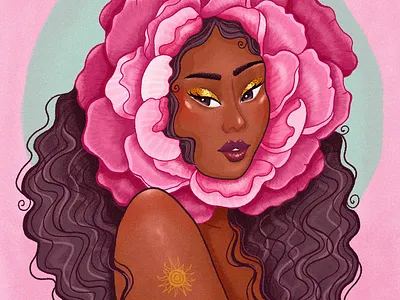Tiempo de florecer bloom blooming brush florecer girl illustration morena peony