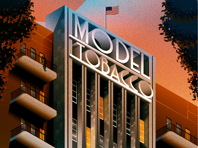 Model Tobacco Building Apartments architecture art deco history illustration isometric model tobacco richmond virginia