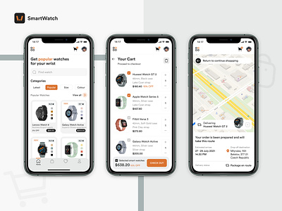 SmartWatch mCommerce app app design ecommerce information architecture mcommerce mobile research shopping smartwatch sticky tab bar ui ux