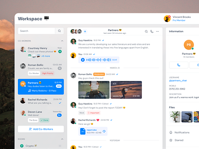 Workspace - Teamwork Dashboard agile chat collaboration communication dashboard inbox jira messenger saas saas app slack task manager team teamwork workspace