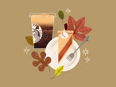 Pumpkin spice season autumn branding coffee comfort design editorial fall illustration leaves pie seasonal starbucks still life warm