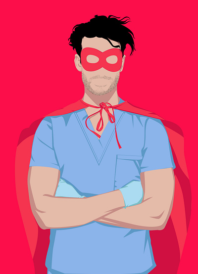 super hero today docter facelss flat illustation vector