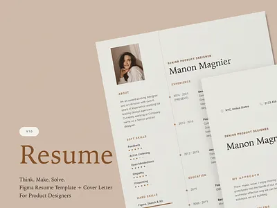 One-page resume & Cover letter concept cv designbranding minimal resume template