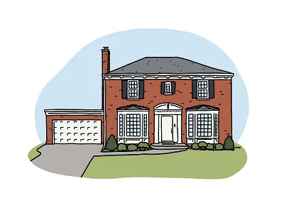 Stately Home contour drawing custom drawing digital illustration flat illustration procreate