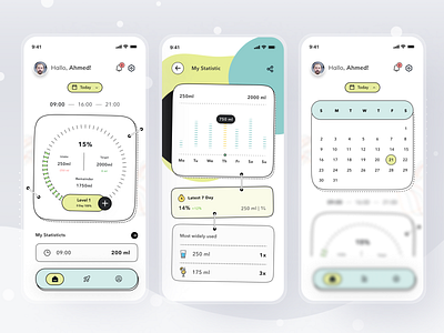 Water Reminder App app card clean design illustration ios login mobile profile ui