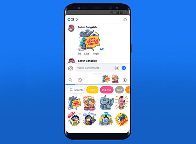 Sticker designs for facebook branding design expression illustration india indian logo satishgangaiah sticker ui vector