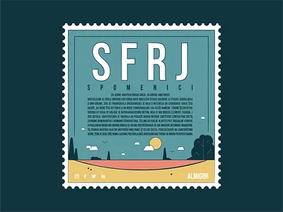 SFRJ spomenici bird cloud design icon illustration location nature old outside places retro sfrj sky stamp sun text travel tree typo vector