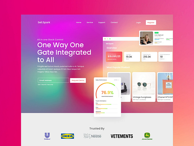 Sell Spark Hero Exploration animation branding clean flat gradient graphic design hero homepage landing page mesh minimal motion graphics ui website