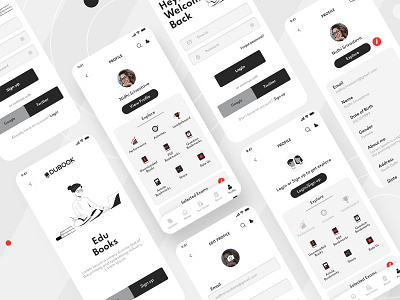 Profile EduBook accout application back and white black homepage illustration login loginsignup profile profile page profile screen register setting sign in sign up ui user profile