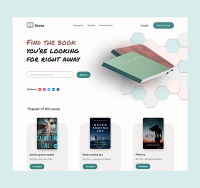 Bookstore landing page design ui