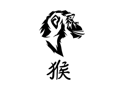 Chinese Monkey black branding design graphic design icon illustration logo mascot monkey vector