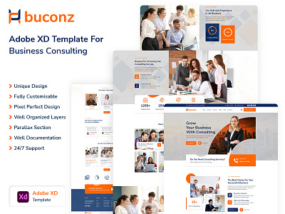 Buconz – Business Consulting XD Template 2021 trend agency agency website business landing page consultancy consultation consulting consulting firm consulting website creative design designerforux dribbble best shot landing page landing page design ui design uidesign uiux design uiux designer web design