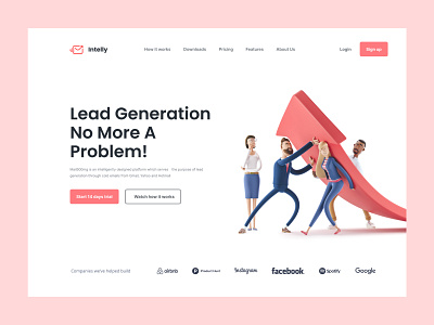 Landing page : Intelly Mail app banner branding company design hero hero section illustration landing page logo main banner minimal saas saas landing page ui uiux web web design website