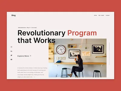 Exploration Blog Hero Header Landing page agency app design big typography brand branding business clean concept corporate design desktop landing page minimal minimalist service ui ui design ux web web design