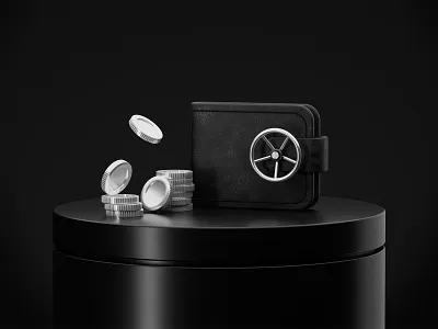 Secure Wallet 3d 3d illustration black wallet blender coin crypto wallet design illustration leather wallet matte black money nft nft wallet secure wallet security security illustration silver coin wallet wallet illustration