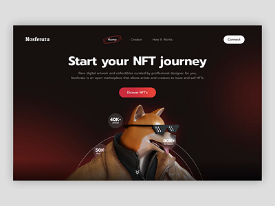 Nosferatu 🐕 - NFT Marketplace Landing Page 3d 3d animation 3d art 3d character 3d design 3d illustration 3d modeling animation doge illustration landing page nft nft inspiration nft landing page nft website ui website website landing page