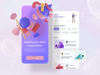 3D Shape - Geometric Mobile App 3d 3d apps 3d design 3d illustration 3d mobile 3d mobile app ui 3d mobile apps 3d ui geometric illustration mobile mobile app design mobile apps mobile apps design mobile ui ui ui design ui ux ux ux design