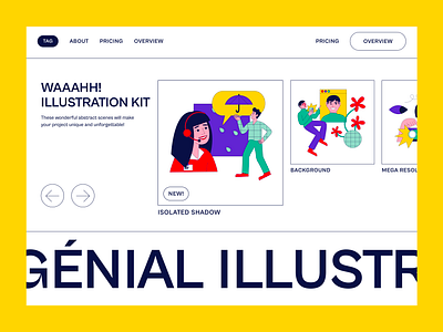 Waaahh! Illustration Kit design interaction desktop figma header hero banner home page illustration minimal design minimal website typography web design