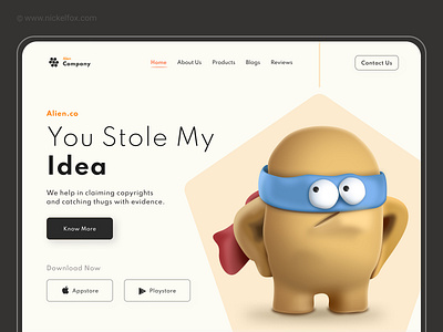 Alien Company Concept Landing Page 3d alien appstore concept design free hero hero section illustration interface landing page logo playstore product services startup ui ux web website