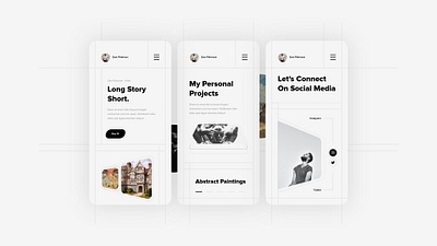 Artist Portfolio app artist branding concept design landing page light theme minimalistic mobile mobile app ui design ux design white