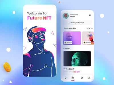 NFT App ui/ux blockchain clean create nft crypto eth indian design studio indianpix manage nft nft nft app nft app uiux sanket sanket pal tezos vibrant