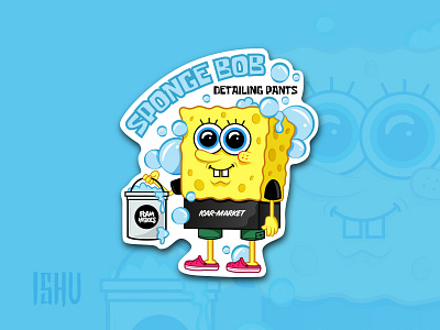 Spone Bob Detailing pants cartoon detailing graphic design illustration illustrator ishu sponge bob sticker vector