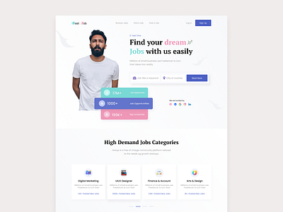 Job Finding Website Design creative design design inspiration employer employment hiring job agency job application job finder job portal job search landing page product design recruitment agency remote work ui design ux design web web design web template website