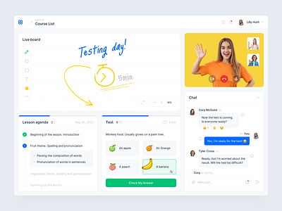 Online Learning Service chat clean design education english illustration interface language app learning english learning platform learning service lesson online learning online learning app ui ux