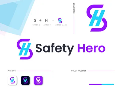 Safety Hero Logo Design || S + H letter logo concept abstract logo branding creative logob graphic design illustration letter logo logo logo design business logofolio modern minimalist logo design s logo sh logo