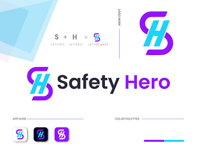 Safety Hero Logo Design || S + H letter logo concept abstract logo branding creative logob graphic design illustration letter logo logo logo design business logofolio modern minimalist logo design s logo sh logo